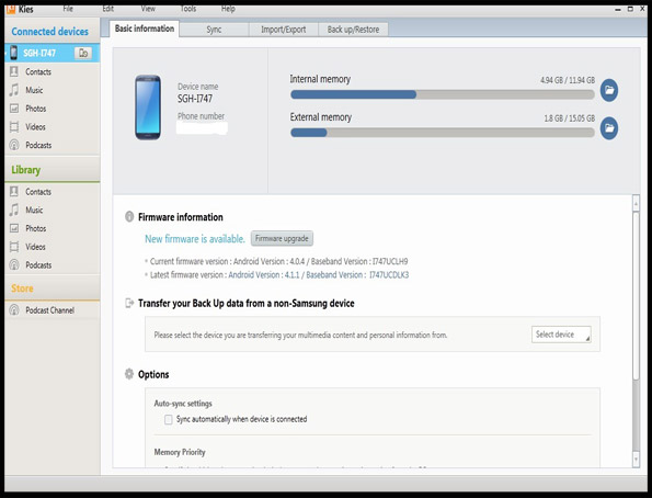 Samsung Kies screenshot 2