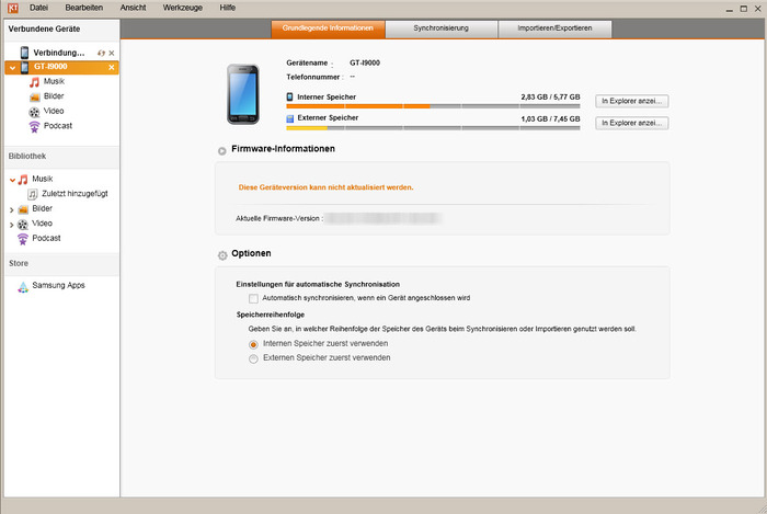 Samsung Kies screenshot 4