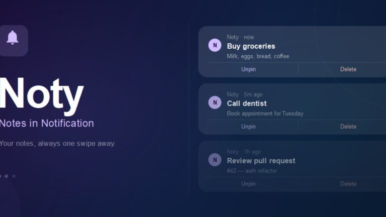 Noty – Notes in Notification App Android Free Download