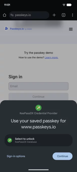 KeePassDX Passkey Vault screenshot 1