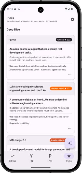 GitHub Trending & Hacker News screenshot 3
