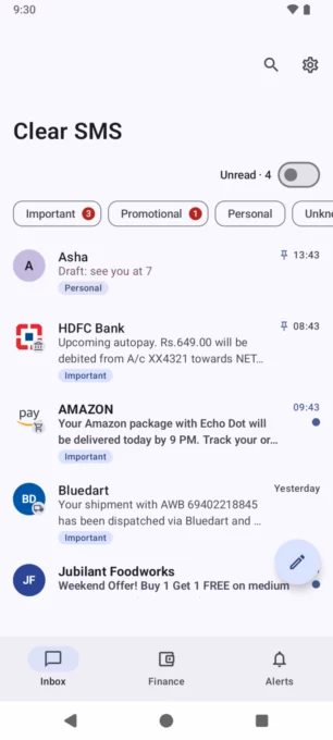 Clear SMS screenshot 1