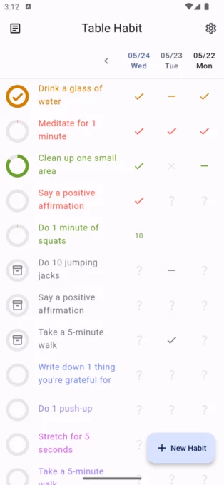 Table Habit screenshot 1