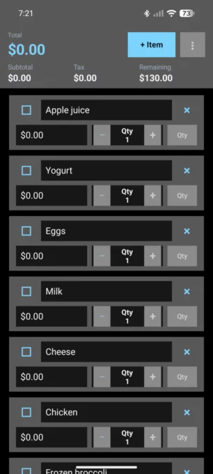 Shopping List Calculator screenshot 1
