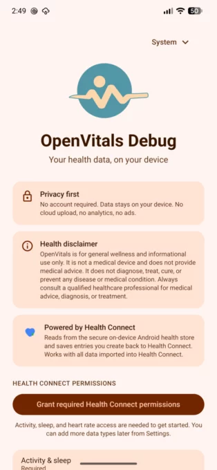 OpenVitals screenshot 2