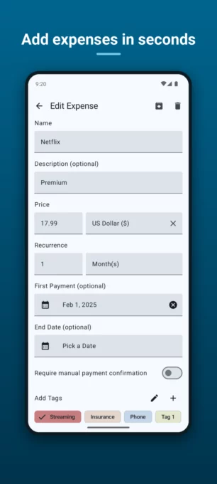 Recurring Expense Tracker screenshot 2