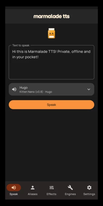 Marmalade TTS screenshot 2