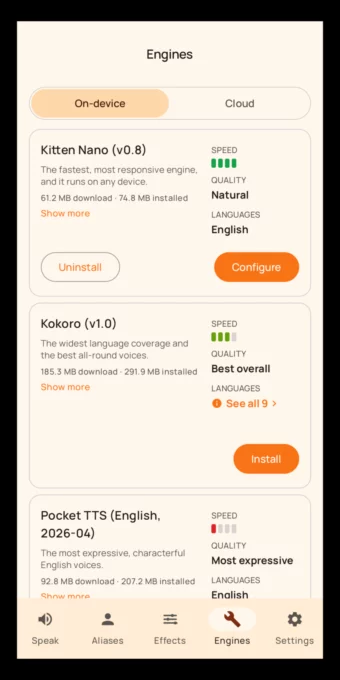 Marmalade TTS screenshot 5