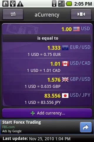 aCurrency (exchange rate) screenshot 3