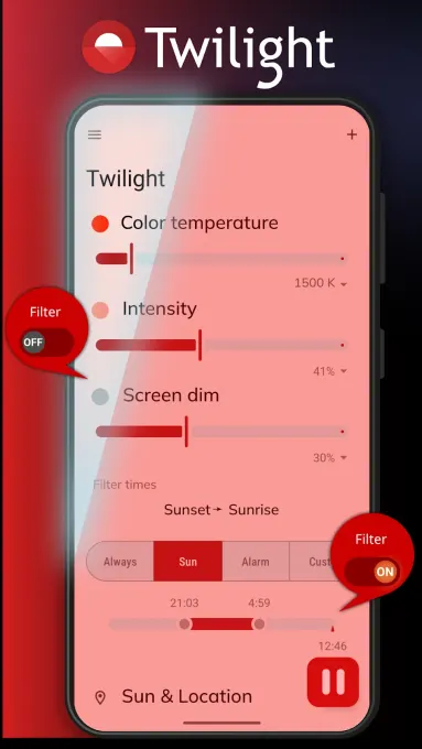 Twilight: Blue light filter screenshot 1